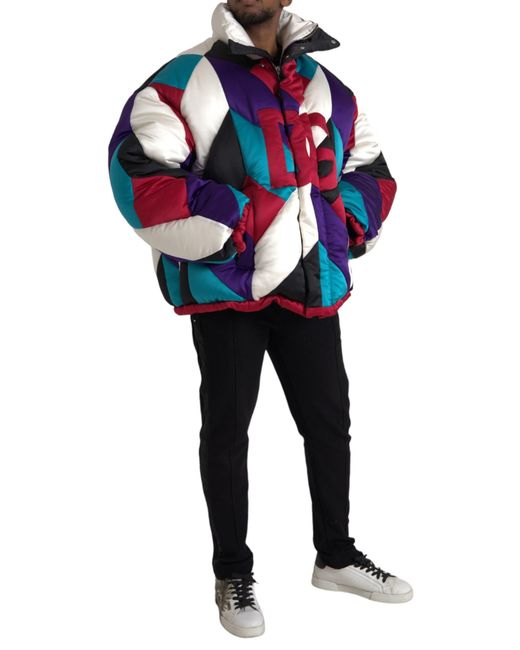 Dolce & Gabbana Blue Logo Windbreaker Puffer Jacket for men