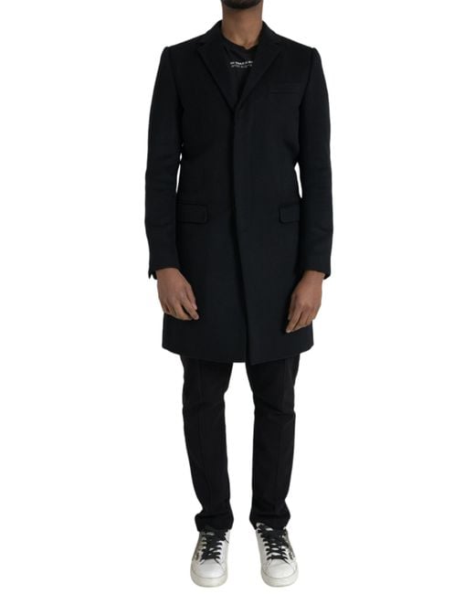 Dolce & Gabbana Black Single Breasted Trench Coat Jacket for men