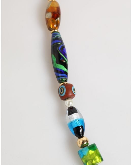 Dolce & Gabbana Multicolor Murano Glass Beads Chain Jewelry Necklace