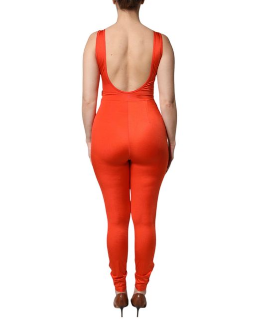 Dolce & Gabbana Sleeveless Bodycon Jumpsuit Dress in Red | Lyst