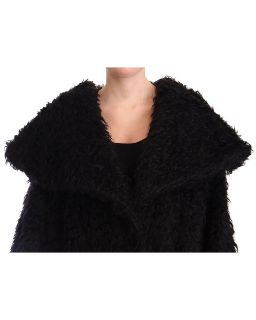 Dolce & Gabbana Black Sleek Runway Fur Cape Trench Jacket