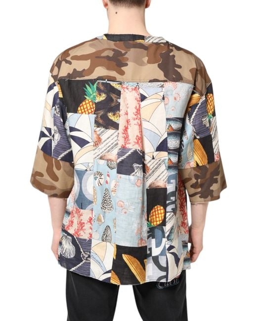 Dolce & Gabbana Multicolor Patchwork Short Sleeves Shirt for men