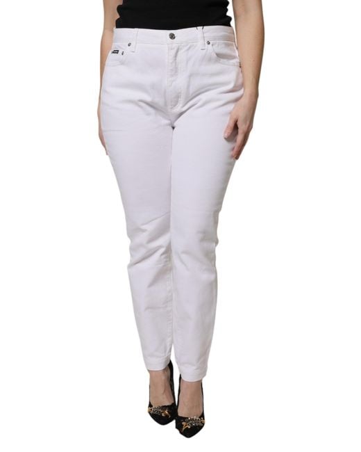 Dolce & Gabbana Gray Cotton Mid Waist Skinny Denim Jeans