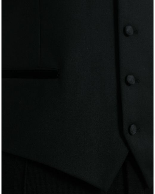 Dolce & Gabbana Black Silk Waistcoat Dress Formal Vest for men