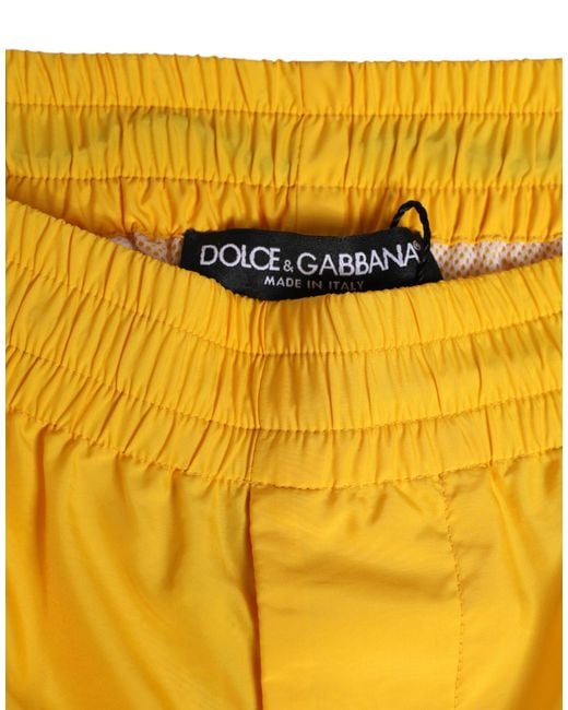 Dolce & Gabbana Yellow Nylon Logo Plaque Boxer Shorts Swimwear for men