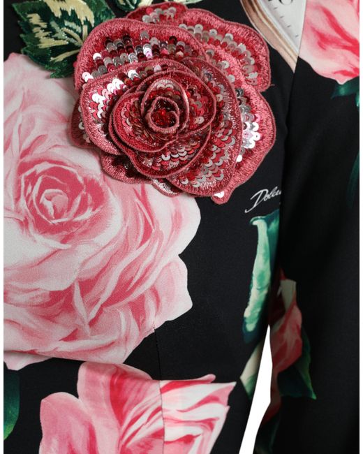 Dolce & Gabbana Black Floral Embellished Lace A-line Dress