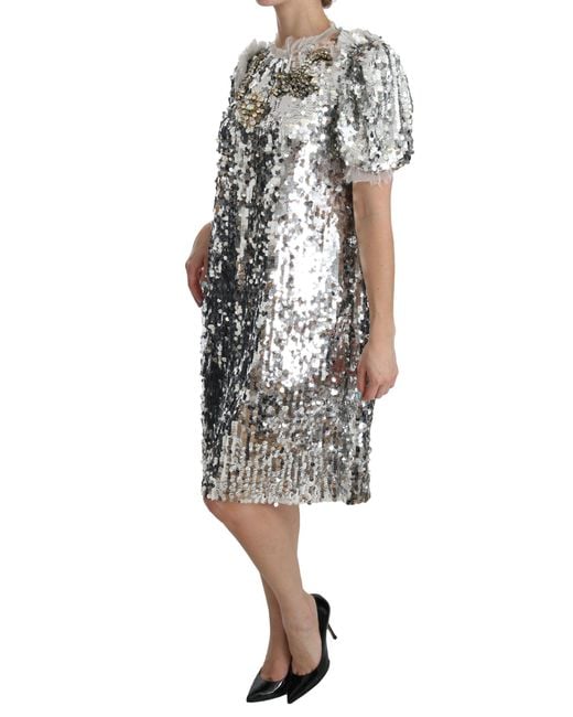 Dolce & Gabbana Metallic Sequin Mini Dress Embellished