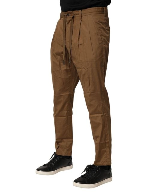 Dolce & Gabbana Brown Relaxed Fit Casual Cotton Trousers for men