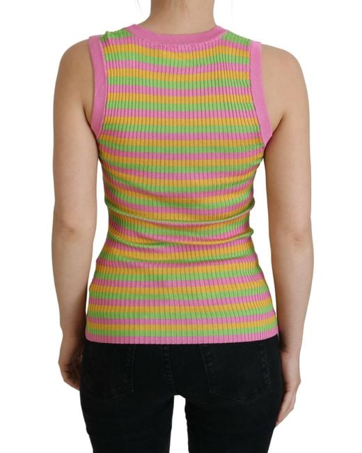 Dolce & Gabbana Green Silk Vest Pullover Tank Top
