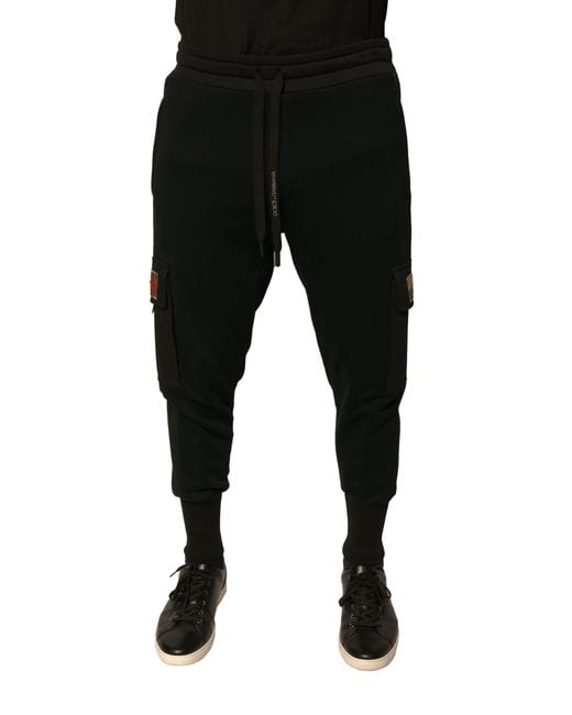 Dolce & Gabbana Black Cargo Joggers Casual Style Cotton for men