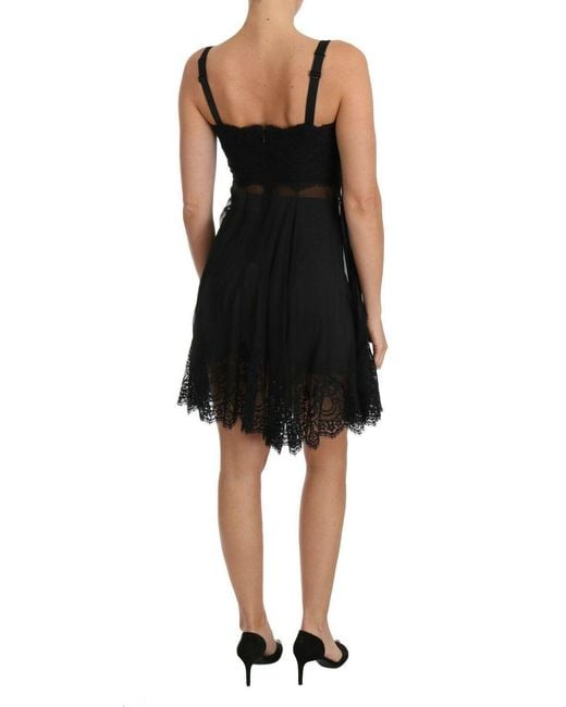 Dolce & Gabbana Black Silk Lace Dress Chemise Lingerie