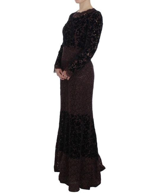 Dolce & Gabbana Black Floral Lace Ricamo Maxi Dress