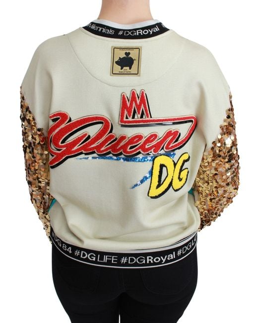 Dolce & Gabbana Gray Sequined Pig Print Sweatshirt