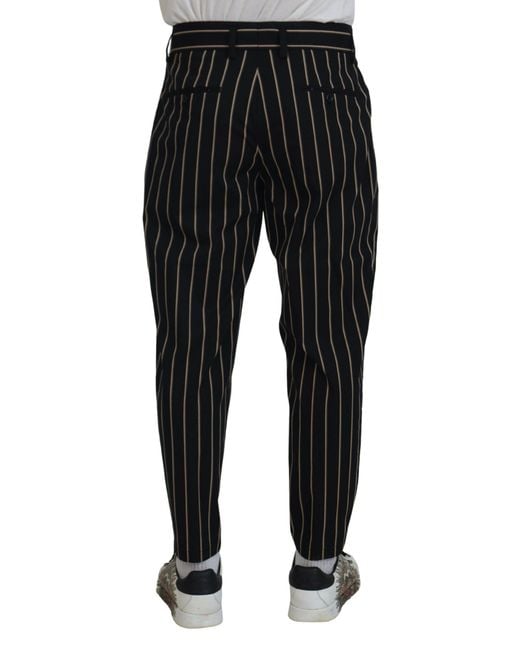 Dolce & Gabbana Black Striped Cotton Stretch Pants for men