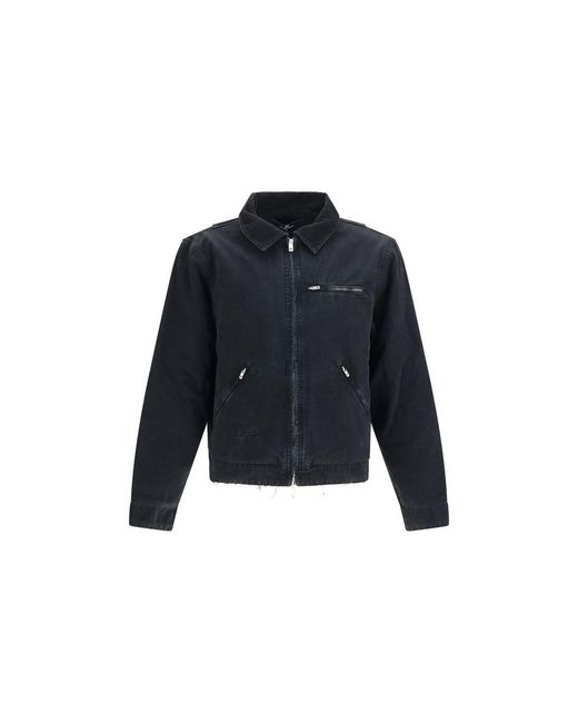 Represent Blue Cotton Full-Length Jacket for men