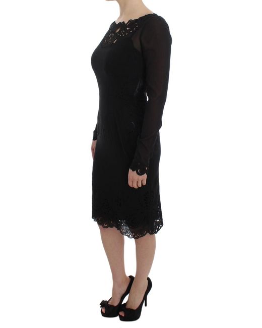 Dolce & Gabbana Black Silk Stretch Sheath Dress