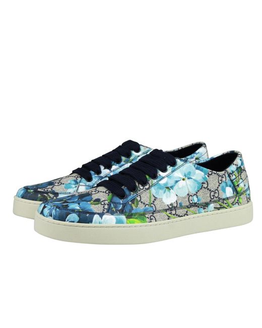 Gucci Bloom Flower Print Supreme gg Canvas Sneaker Shoes 407343 8470 in  Blue for Men - Save 18% | Lyst