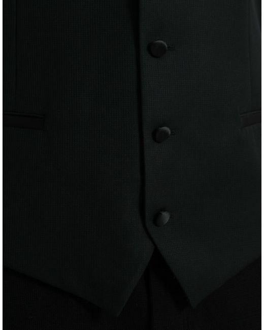 Dolce & Gabbana Black Wool Waistcoat Dress Formal Vest for men