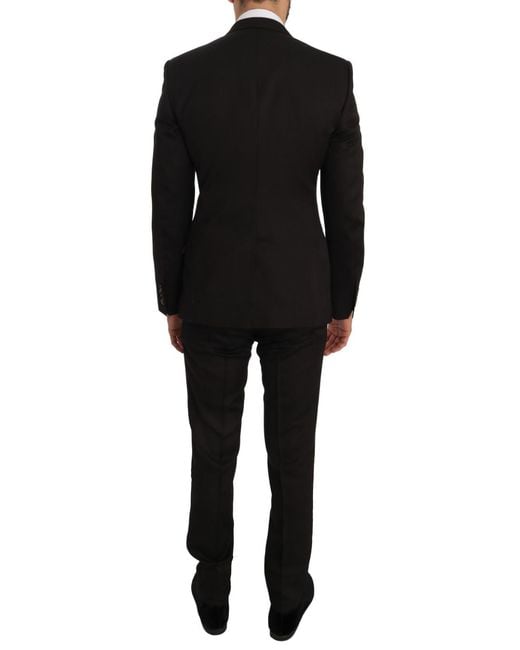 Dolce & Gabbana Black Brown Wool Crystal Bee Slim Fit Martini for men