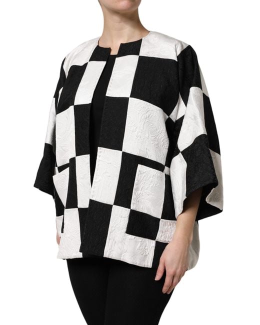Dolce & Gabbana Black Patchwork Jacquard Blazer Jacket