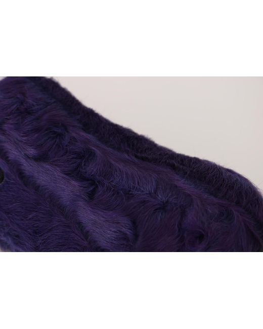 Dolce & Gabbana Blue Sheep Fur Leather Loafers