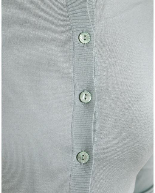 Dolce & Gabbana Blue Silk Crew Neck Cardigan Sweater