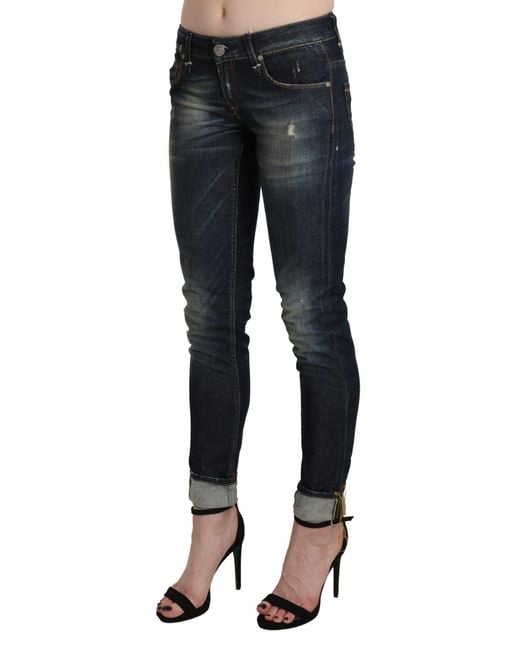 Acht Black Washed Low Waist Skinny Cropped Denim Pant