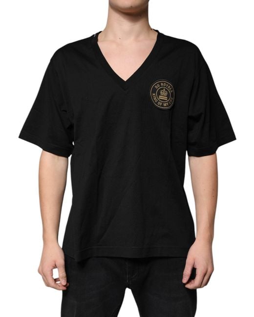 Dolce & Gabbana Black V-Neck T-Shirt Short Sleeves for men