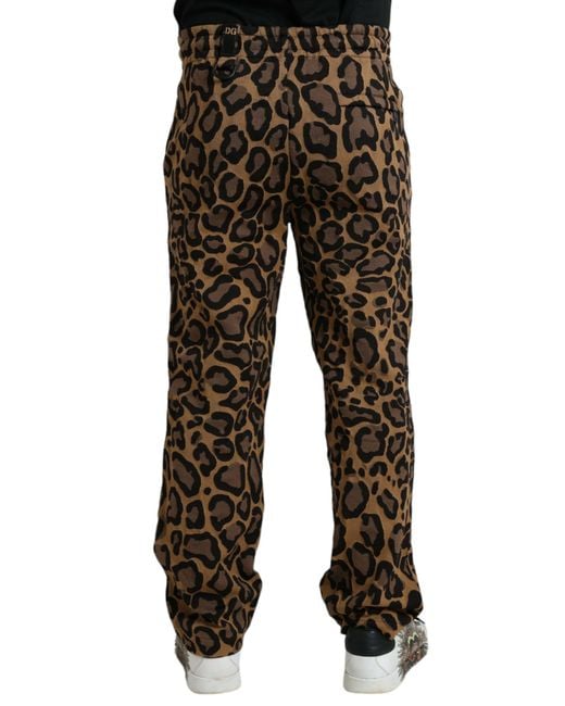 Dolce & Gabbana Black Leopard Print Polyester Jogger Pants for men