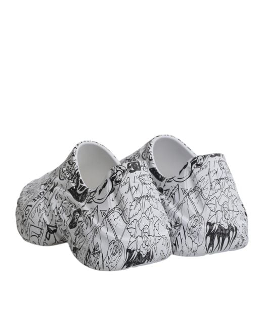 Dolce & Gabbana White Graffiti Daymaster Sneakers Shoes Calf Leather for men