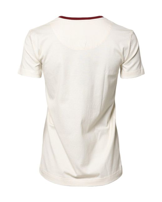 Dolce & Gabbana White Cotton Print Short Sleeves Top T-Shirt