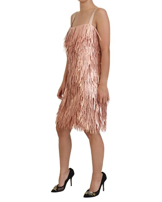 Dolce & Gabbana Pink Tinsel Sleeveless Shift A-Line Dress