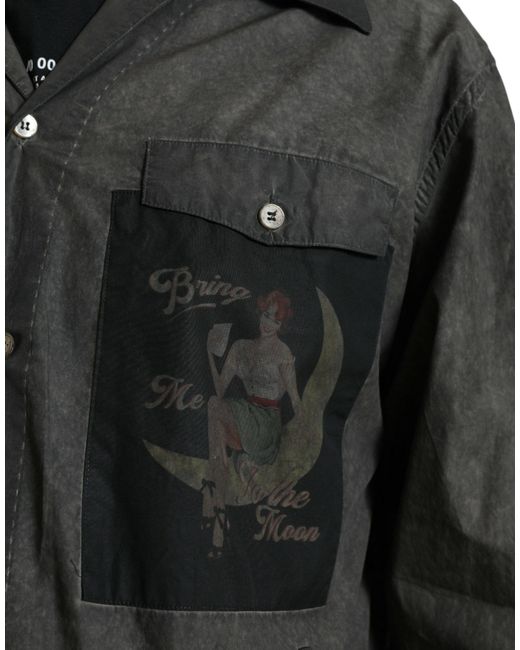 Dolce & Gabbana Black Cotton Collared Long Sleeves Shirt for men