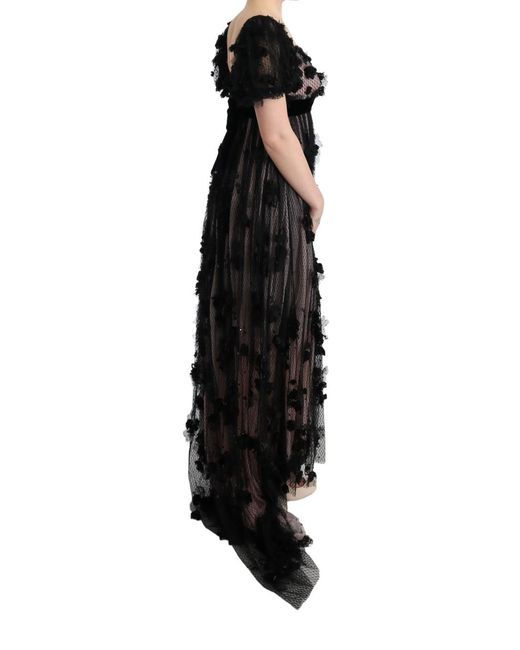 Dolce & Gabbana Black Silk Applique Shift Dress