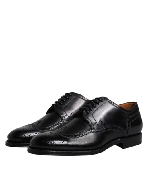 Dolce & Gabbana Black Leather Wingtip Oxford Brogue for men