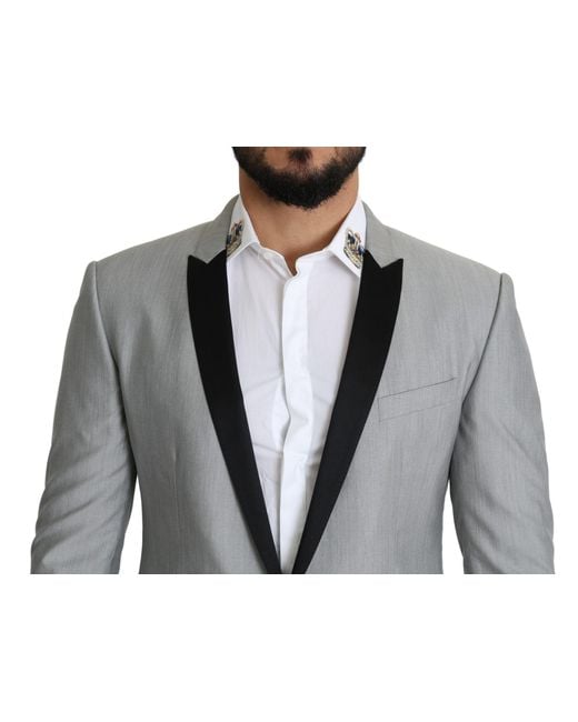Dolce & Gabbana Gray Light Single Breasted Sartoria Blazer for men
