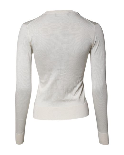 Dolce & Gabbana Gray Floral Silk Embellished Cardigan Sweater