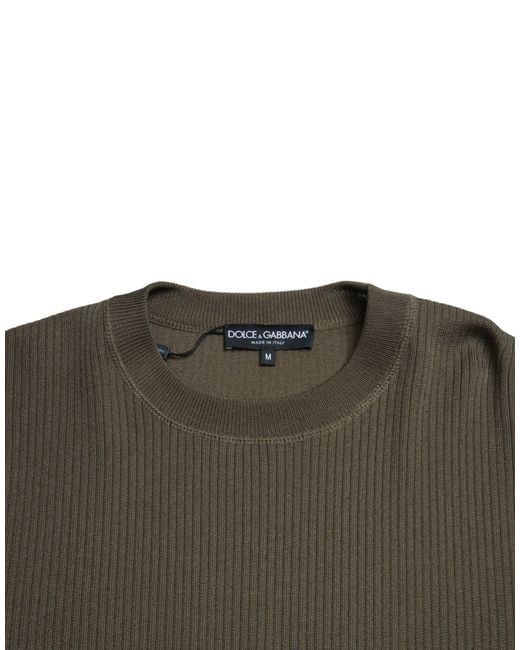 Dolce & Gabbana Gray Viscose Crew Neck Pullover Sweater for men