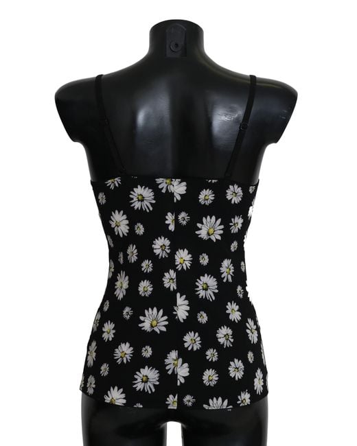 Dolce & Gabbana Black Daisy Print Dress Lingerie Chemisole
