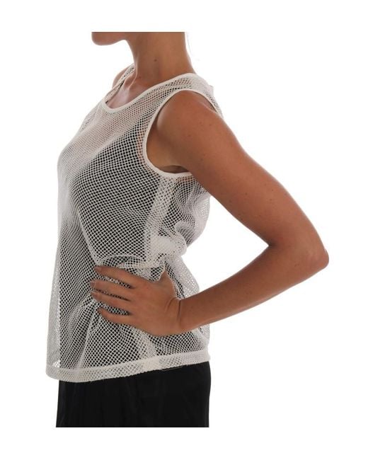 Dolce & Gabbana Gray Net Tank Transparent Top
