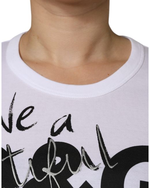 Dolce & Gabbana Gray Cotton Logo Print Round Neck T-Shirt