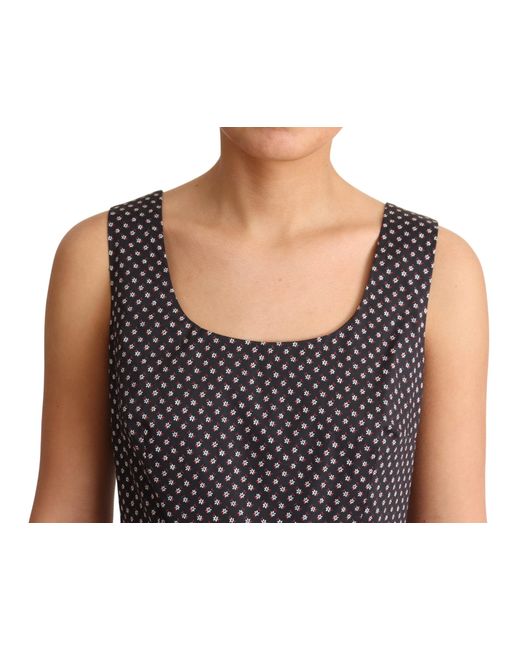 Dolce & Gabbana Black Floral Cotton A-Line Stretch Dress