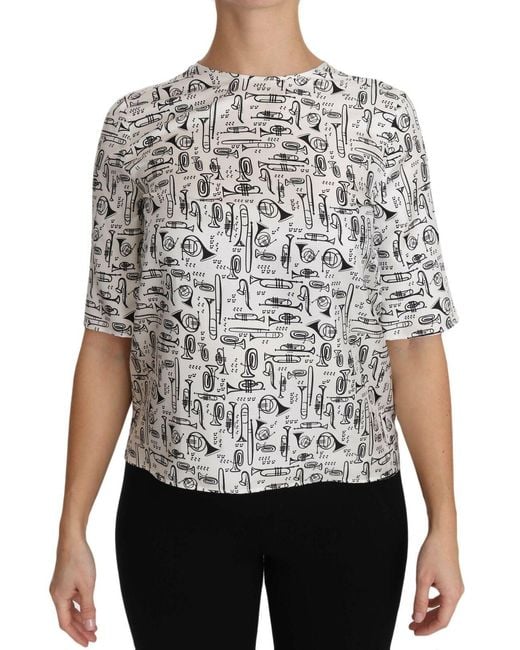Dolce & Gabbana Gray Silk Blouse