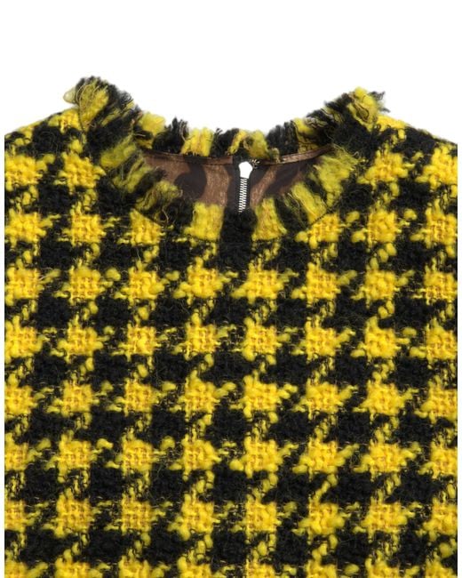 Dolce & Gabbana Green Houndstooth Mini Dress Sleeveless Shift