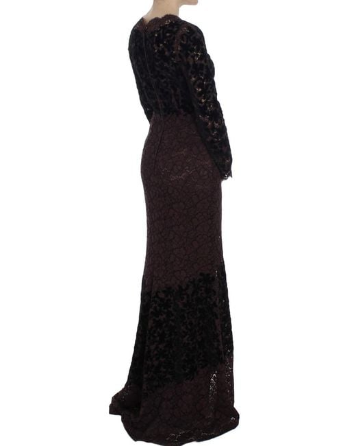 Dolce & Gabbana Black Floral Lace Ricamo Maxi Dress