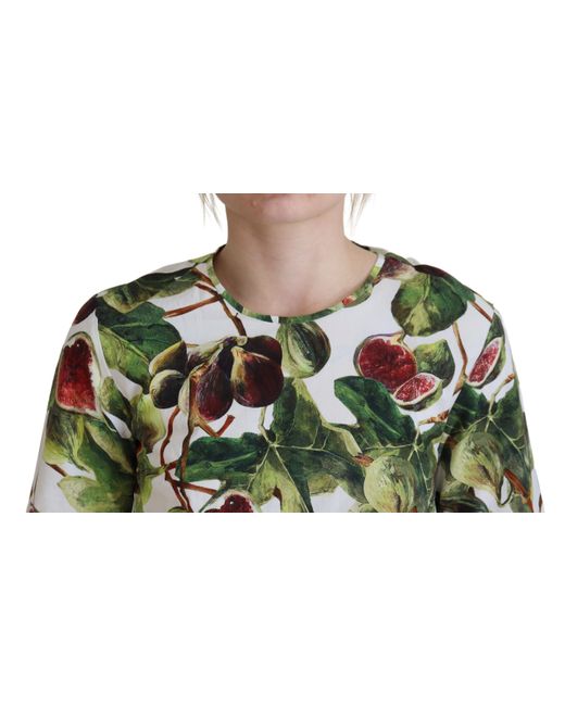 Dolce & Gabbana Green Crew-Neck Cotton Top Blouse Fruit T-Shirt