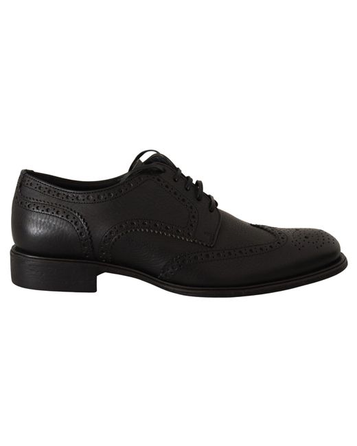 Dolce & Gabbana Black Leather Oxford Wingtip Formal Dress Shoes for men