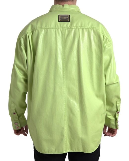 Dolce & Gabbana Green Cotton Collared Button Down Shirt for men