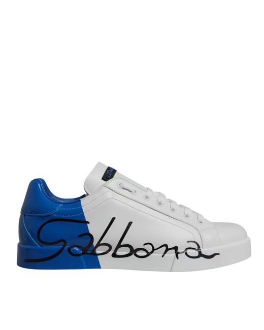 Dolce & Gabbana Gray Leather Logo Low Top Sneakers Shoes And Calf for men