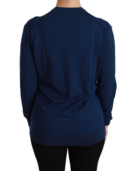 Dolce & Gabbana Blue Button Cardigan Virgin Wool Sweater